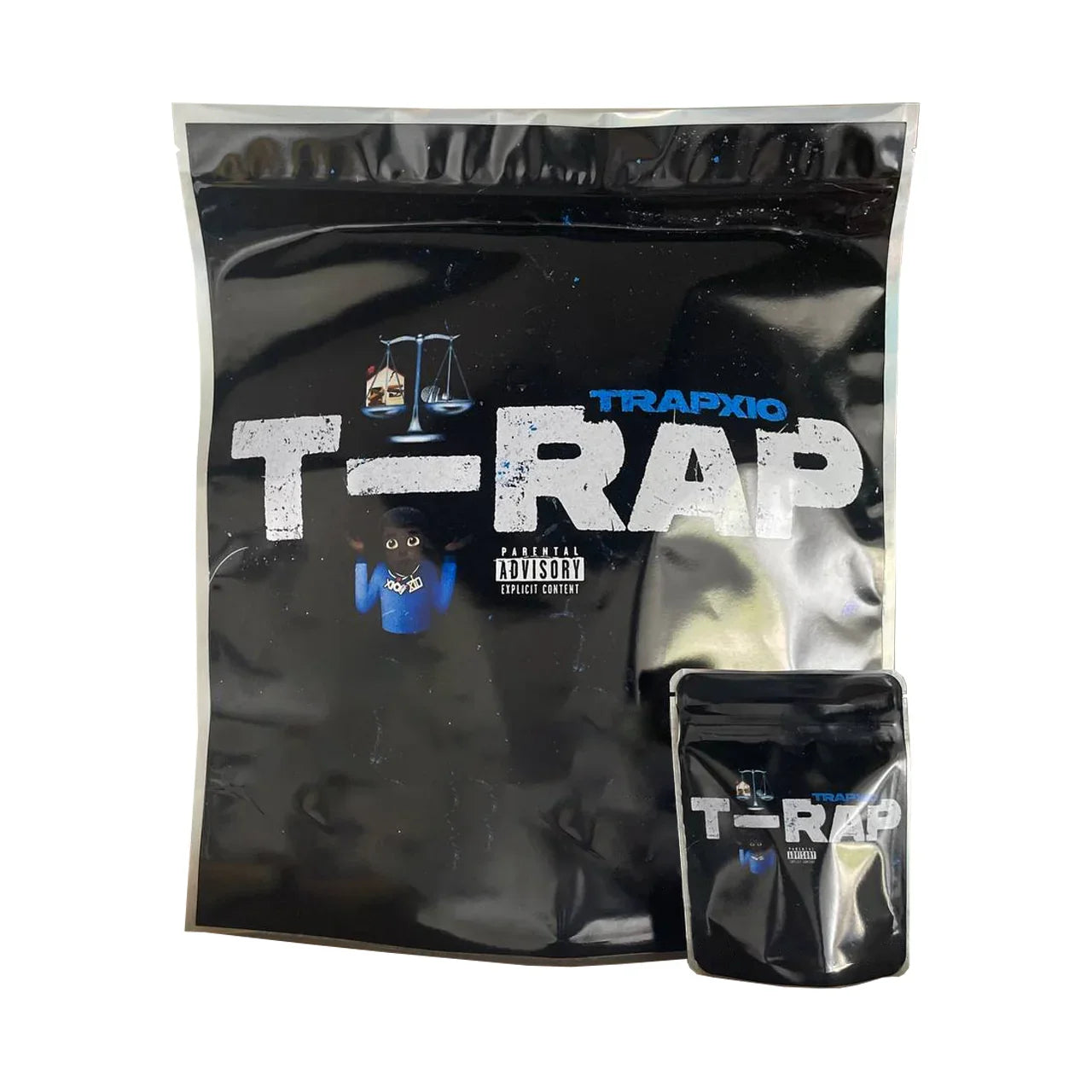 Large custom mylar bag with branded design, extra large printed pouch