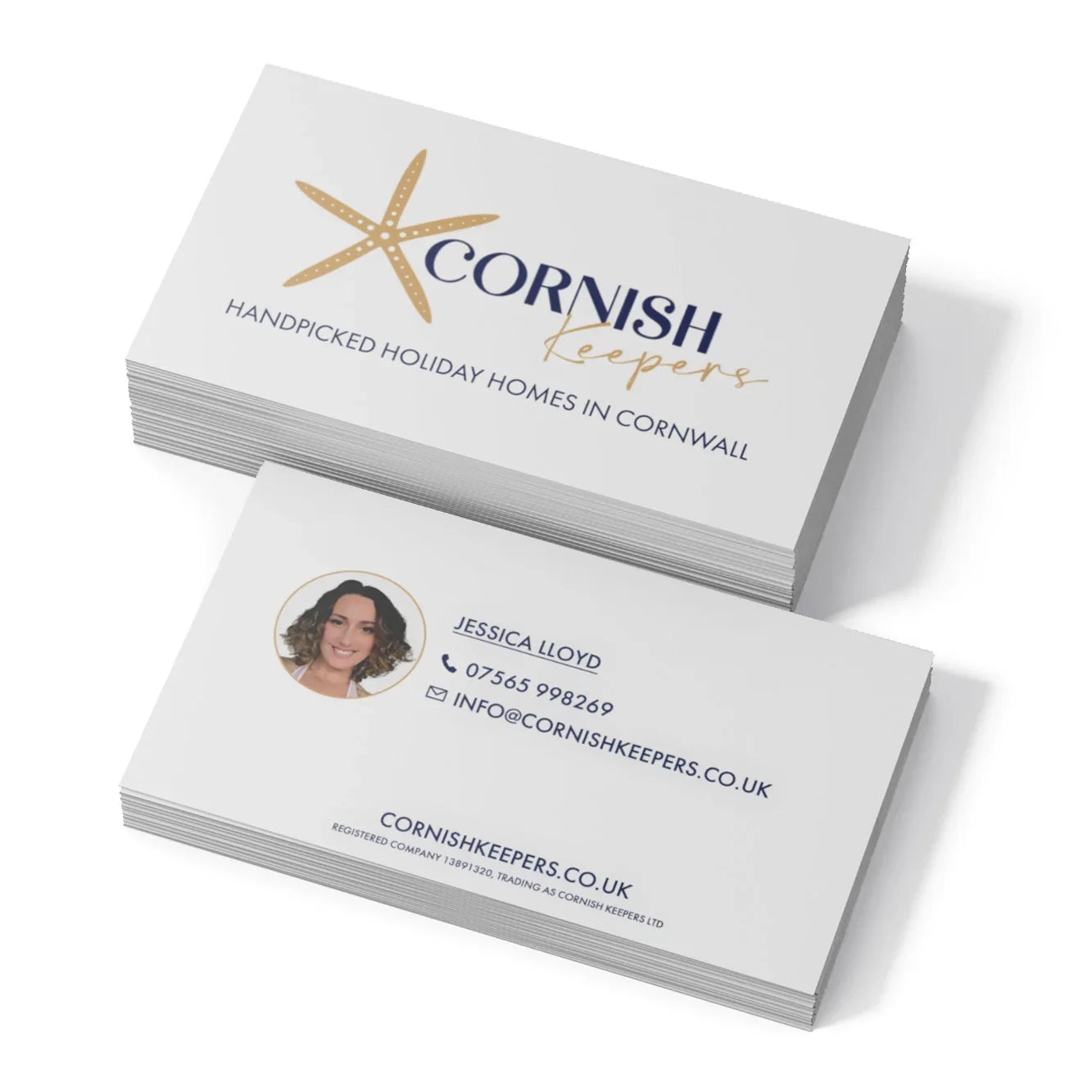 Professionally printed business cards for Cornwall tourism businesses, helping promote local brands and attract visitors.