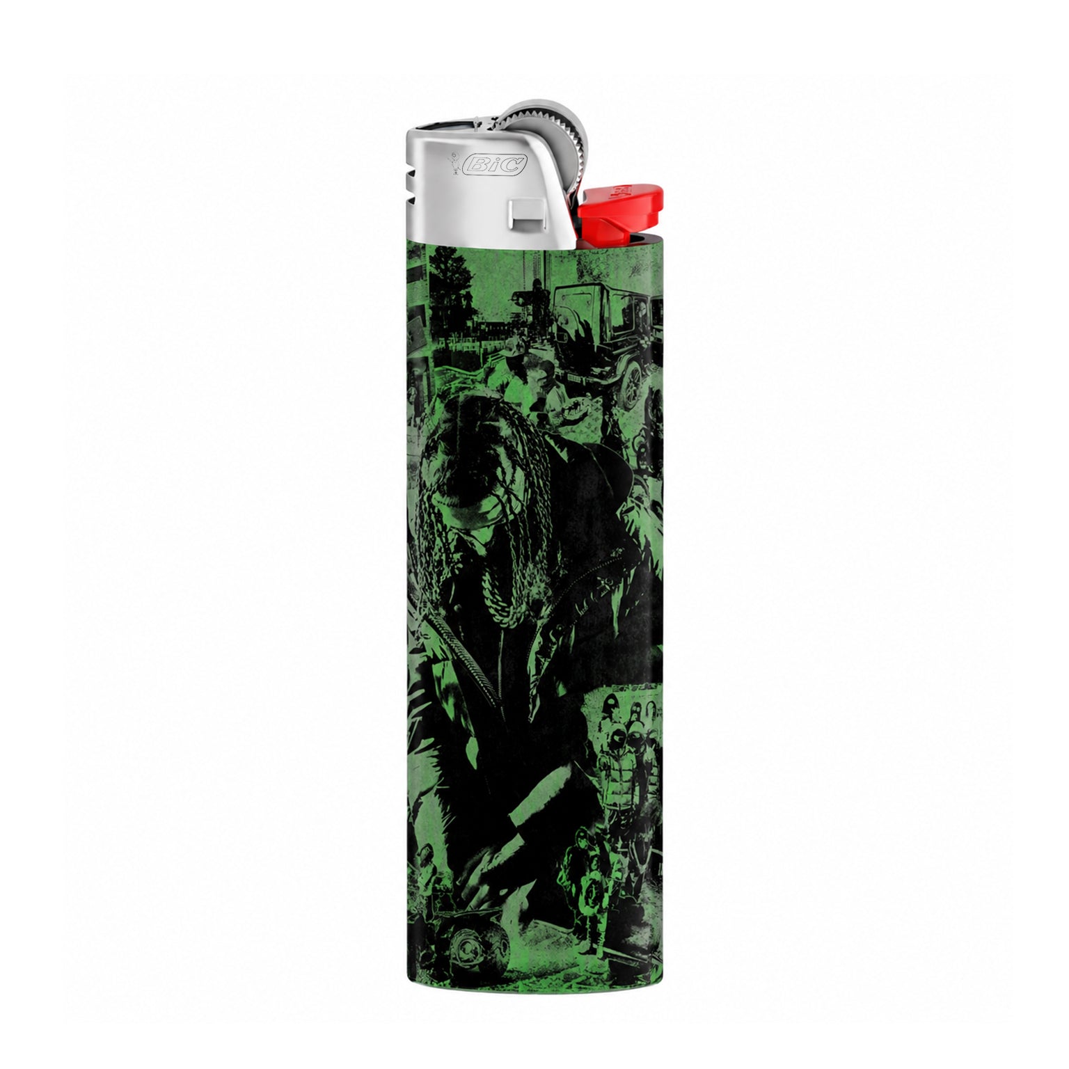 Custom BIC lighter with high-quality full-wrap digital print, durable promotional branding. Personalized custom bic lighters