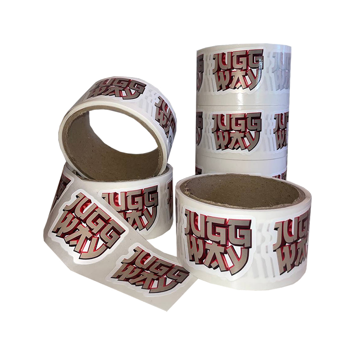 Custom gloss stickers on rolls with bespoke shapes — premium sticker printing services for brands, packaging and product labels.