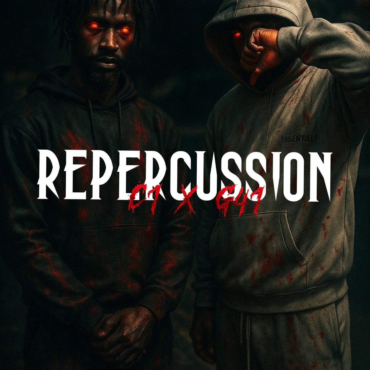 Custom album cover design service for C1 'Repercussion' featuring C1 and G41 as demon-inspired characters