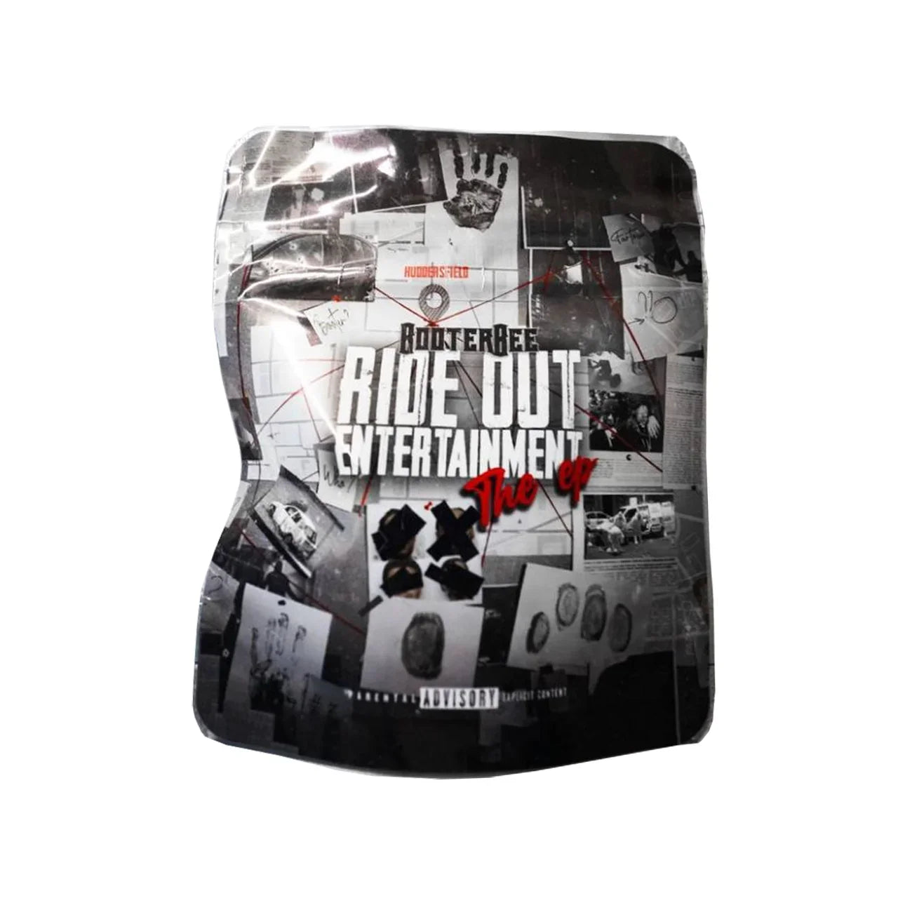 Custom mylar bag with sticker label design and branded artwork